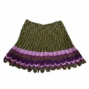 Homemade bohemian boho colorful knit skirt XXL plus size hippie festival